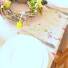 Finest Floral Coloring Square Easter Tablecloth Non Iron Stain Resistant Table 52x52 inch