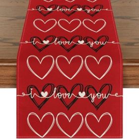 Table Decor Valentine's Day Table Runner Linen Printed Tablecloth (Color: Style 5)