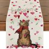 Table Decor Valentine's Day Table Runner Linen Printed Tablecloth