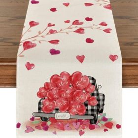 Table Decor Valentine's Day Table Runner Linen Printed Tablecloth (Color: Style 3)