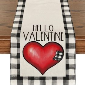 Table Decor Valentine's Day Table Runner Linen Printed Tablecloth (Color: Style 2)